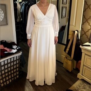 Chic White Bridal Gown with Lace Details